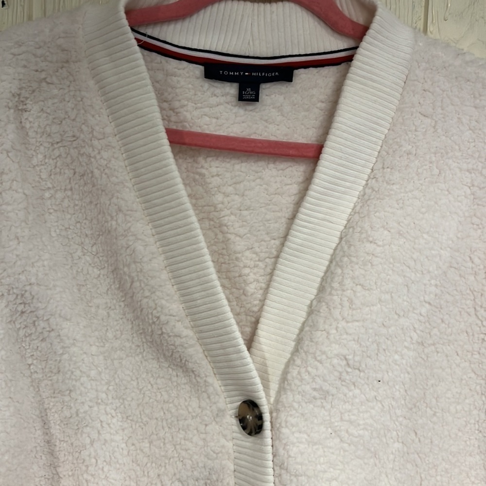 Tommy Hilfiger Fleece Jacket XL Front Pockets Buttons - Picture 3 of 10